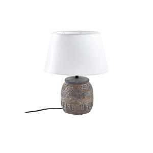 Lindby Tischlampe Aelith 10020392 Landhaus Vintage Rustikal in Alu aus Textil 1-flammig E27 Wohnzimmerleuchte