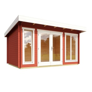 Lasita Gartenhaus Dorset 2, schwedenrot, mit Doppeltür und Fenstern. Holz-Gartenhaus.