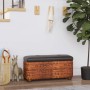 Braune vidaXL Bank mit Stauraum und Kissen, Rohrkolben-Design, ideal für Flur oder Wohnzimmer.