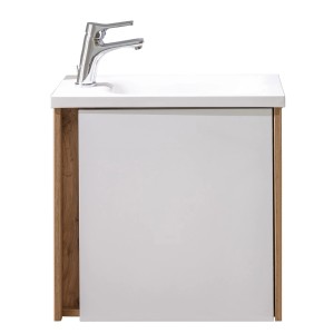 Badmobil Möbel-Set Susi in Weiß-Eiche mit Waschbecken und Armatur. Kompaktes Badmöbel-Set.