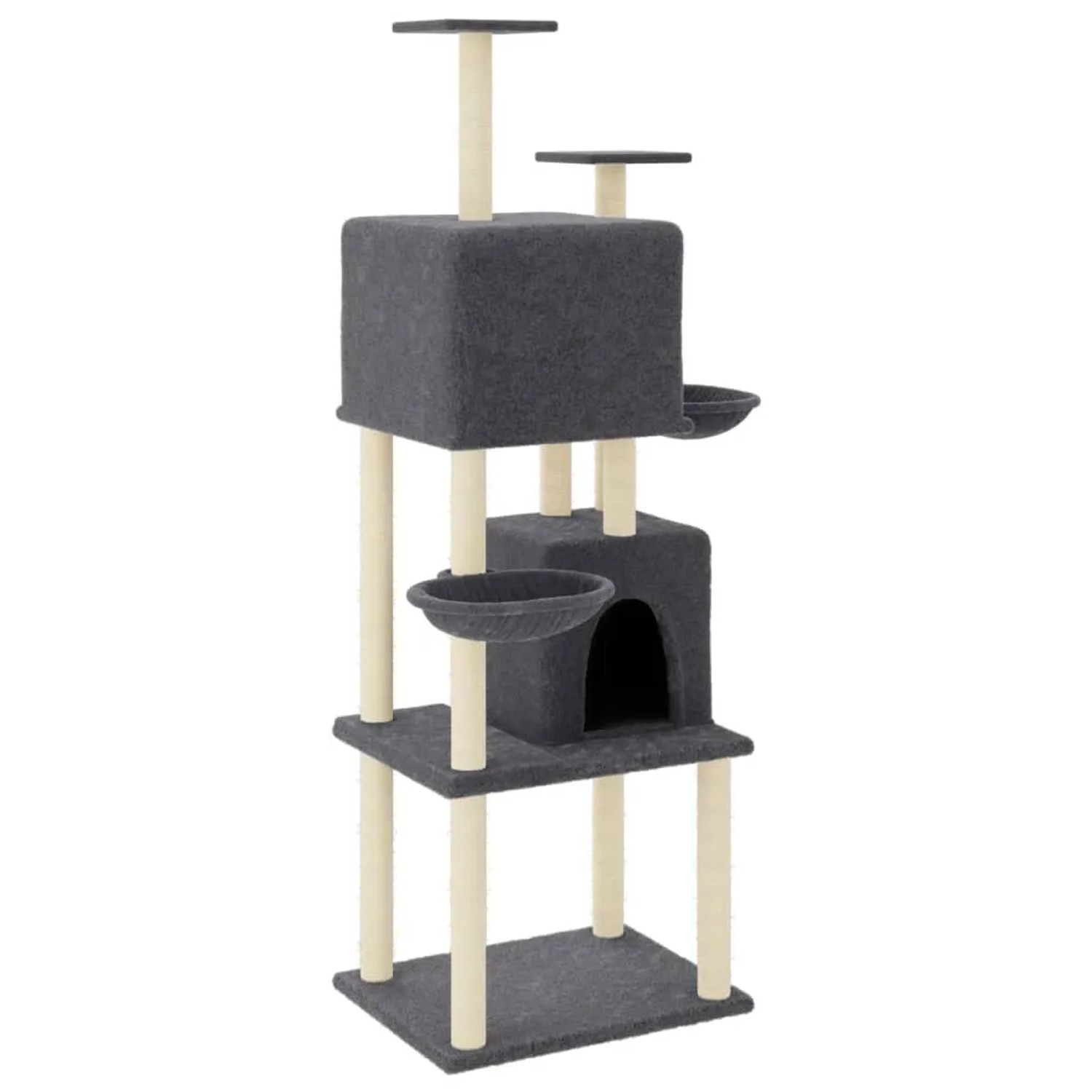 vidaXL Kratzbaum mit Sisal-KratzSäulen Dunkelgrau 180 cm Modell 3
