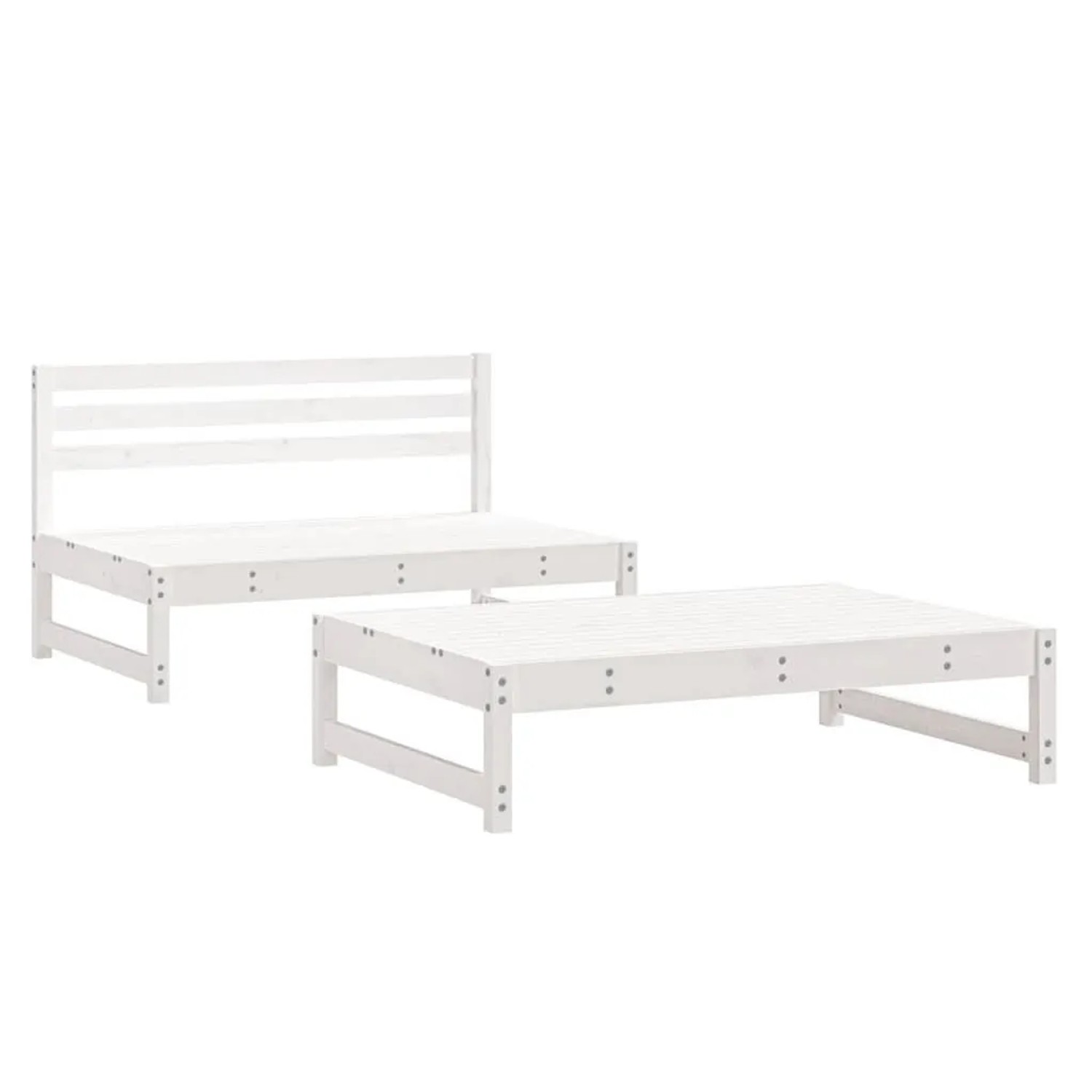 vidaXL 2-Tlg Garten-Lounge-Set Weiß Massivholz Kiefer 825724