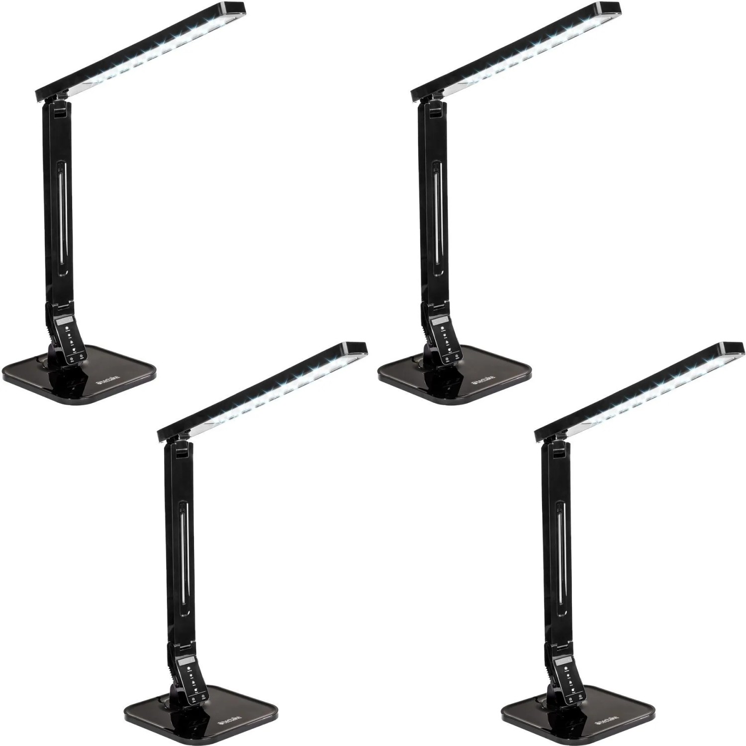 Tectake Schreibtischlampe  Led  14 W 5 Helligkeitsstufen  4 Farbtemperaturen 4Er Set 46 x 2 10 x 18 cm Schwarz