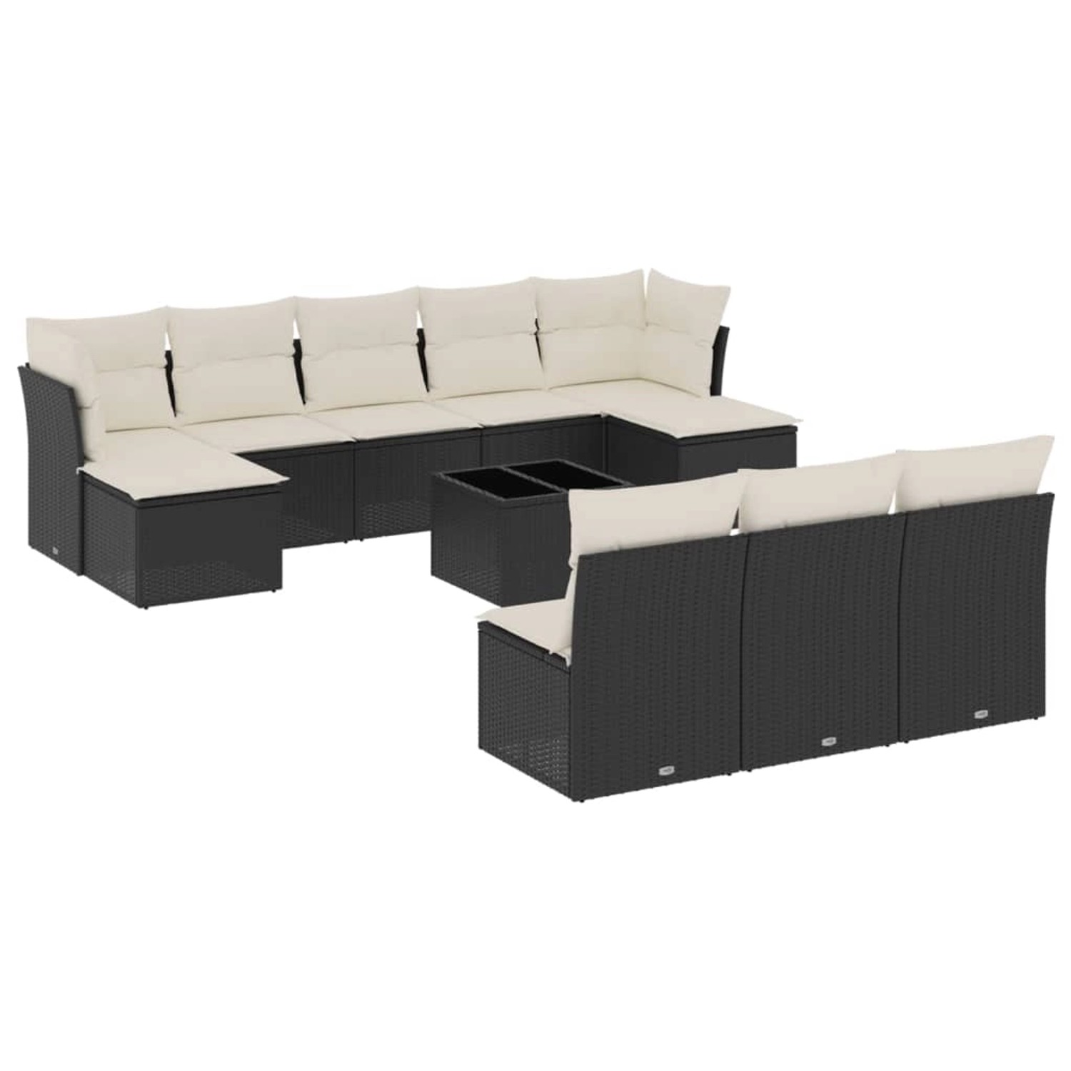 vidaXL 11-tlg Garten-Sofagarnitur mit Kissen Schwarz Poly Rattan Modell 120 günstig online kaufen