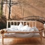 Fototapete Brücke im Wald, grüne und braune Naturlandschaft, 3,50x2,55m