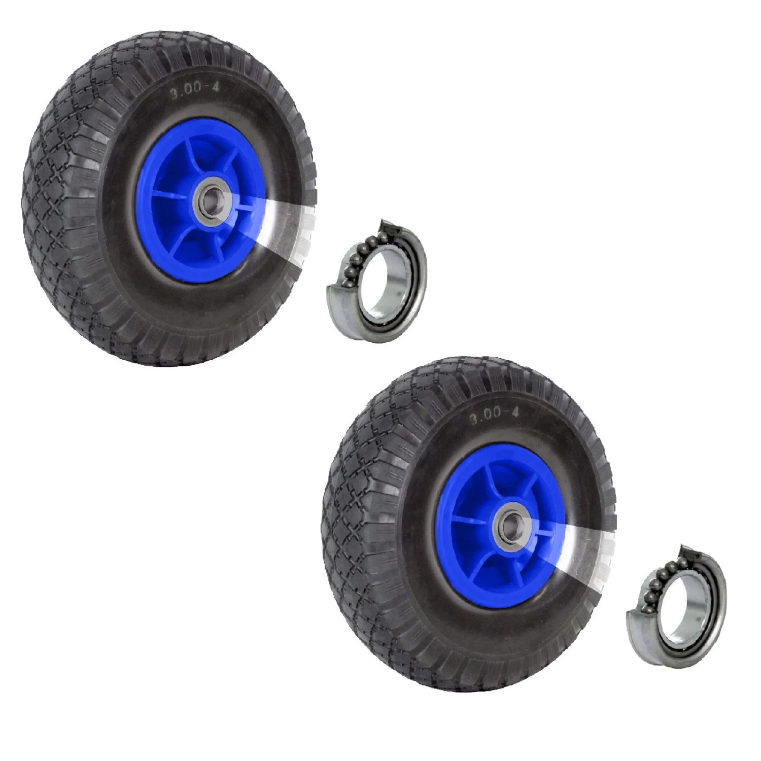TRUTZHOLM 2x Sackkarrenrad Luftrad 260x85mm 3.00-4 60mm Versetze Nabe Durchmesser 20mm 4PR Gewebe Blau