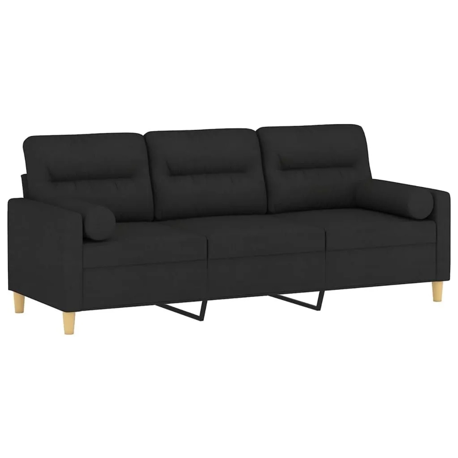 vidaXL 3-Sitzer-Sofa mit Zierkissen Schwarz 180 cm Stoff 3200833