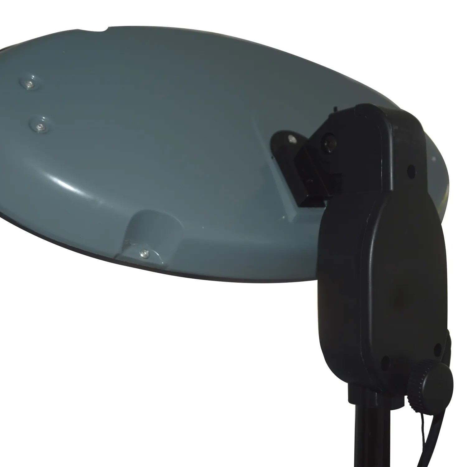 Detailaufnahme des TroniTechnik Quarz-Heizstrahlers mit Teleskopstange und verstellbarem Kopf.