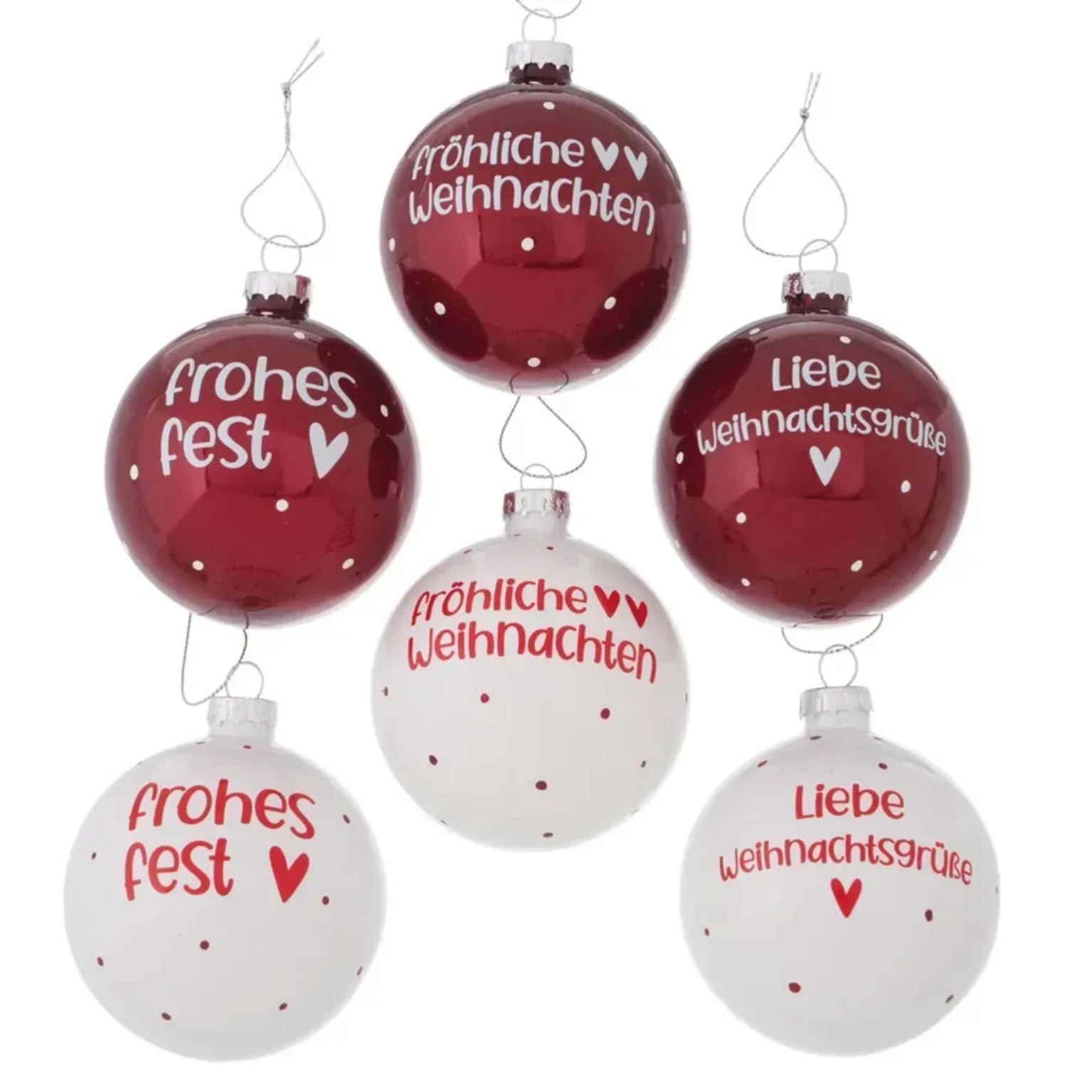 Boltze Home Weihnachtskugel Herzilein 6-fach sortiert