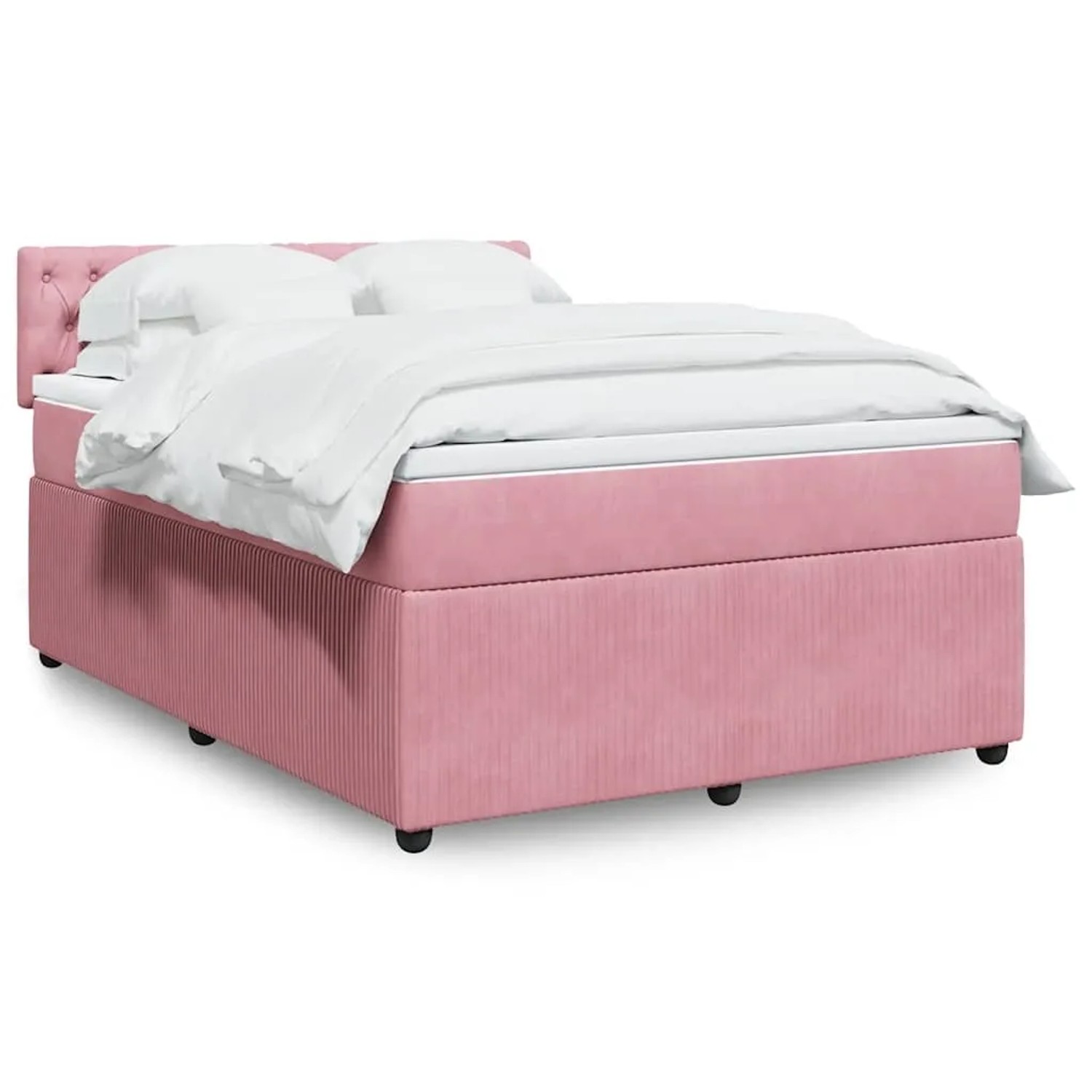 vidaXL Boxspringbett mit Matratze Rosa 140x190 cm Samt 3290045