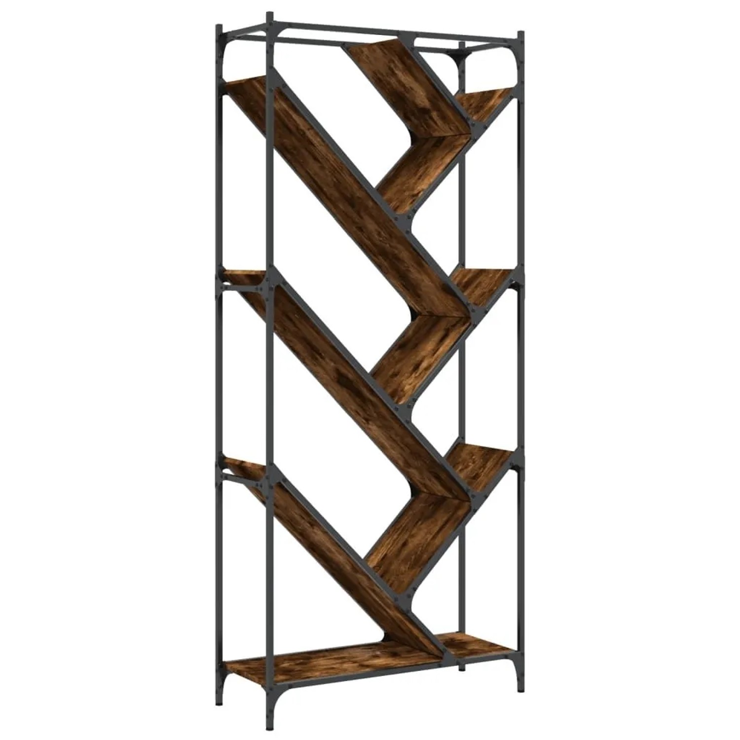 vidaXL Bücherregal Räuchereiche 79x30x180 cm Holzwerkstoff und Metall 84543 günstig online kaufen