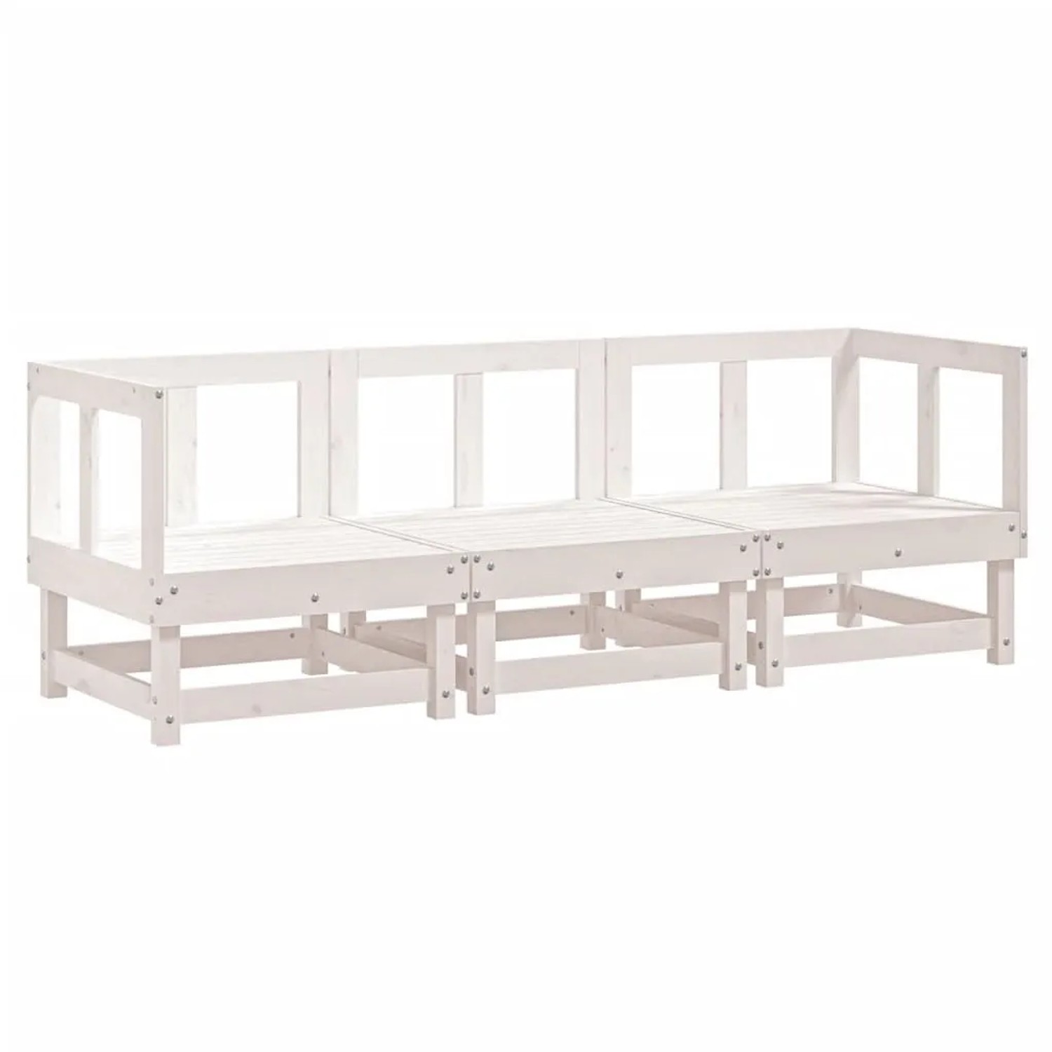 vidaXL 3-Tlg Garten-Lounge-Set Weiß Massivholz Kiefer 825416
