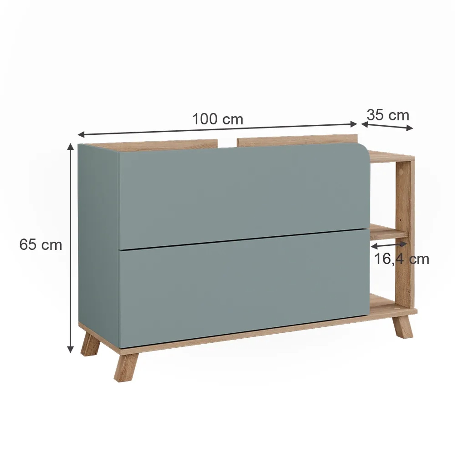 Vicco Waschbeckenunterschrank Karen, Sonoma/Blau, 100x65 cm, mit 2 Türen und Schubladen.