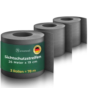 Novatool Sichtschutzstreifen Rolle, anthrazit, für Doppelstabmattenzaun. Sichtschutz für Garten & Balkon.