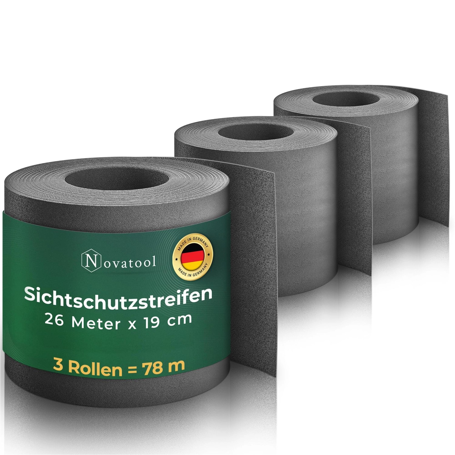 Novatool  PP 104m Rolle Sichtschutzstreifen für Doppelstabmattenzaun Anthra günstig online kaufen