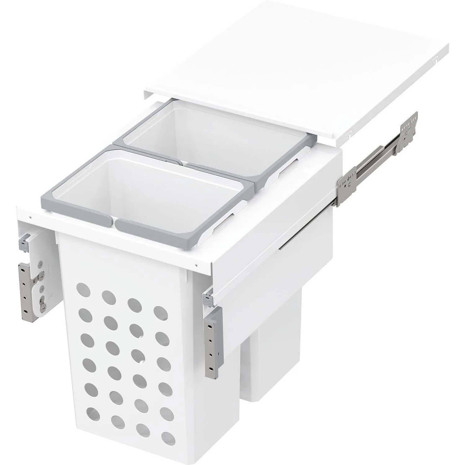 Vauth-Sagel Einbau Wäschekorb für Schrankeinbau in Korpusbreite 500 mm 2x35, Weiß