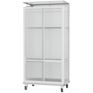 Vitavia Balkongewächshaus Polis mit Rollen, Alu, 81x42,8x168,2 cm. Gewächshaus für den Balkon mit Schiebetüren.