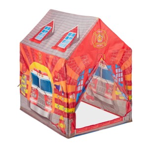 Relaxdays Feuerwehr Kinderzelt Polyester Leicht 103 cm x 71 cm x 94 cm 0,7 kg