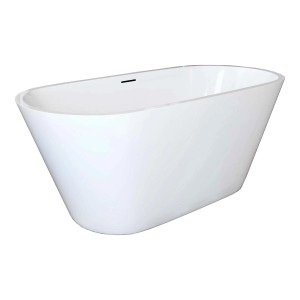 Freistehende, ovale AICA Badewanne, 150x70 cm, aus Acryl mit Überlauf.