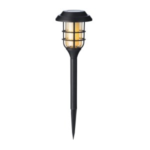 Marelida LED Solar Wegleuchte Gartenfackel Flammeneffekt Solarleuchte Garten Schwarz