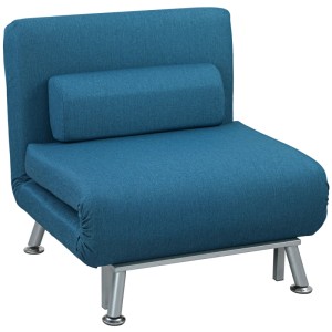 HOMCOM Schlafsessel Klappsessel mit Bettfunktion Rückenkissen Relaxsessel Blau