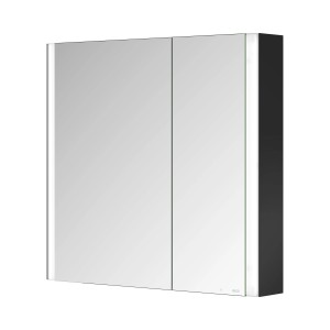 KEUCO Royal Diez Spiegelschrank, 80cm, 2 Türen, LED, Schwarz. Bad Spiegelschrank zur Wandmontage.