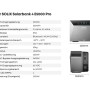 Anker Solix Solarbank 4 E5000 Pro: Kompaktes, dunkelgraues Balkonkraftwerk mit Display, technischen Daten und Abmessungen.