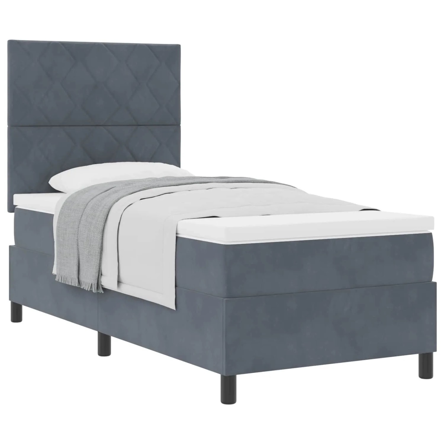 vidaXL Boxspringbett mit Matratze Dunkelgrau 90 x 190 cm Stoff 3339867