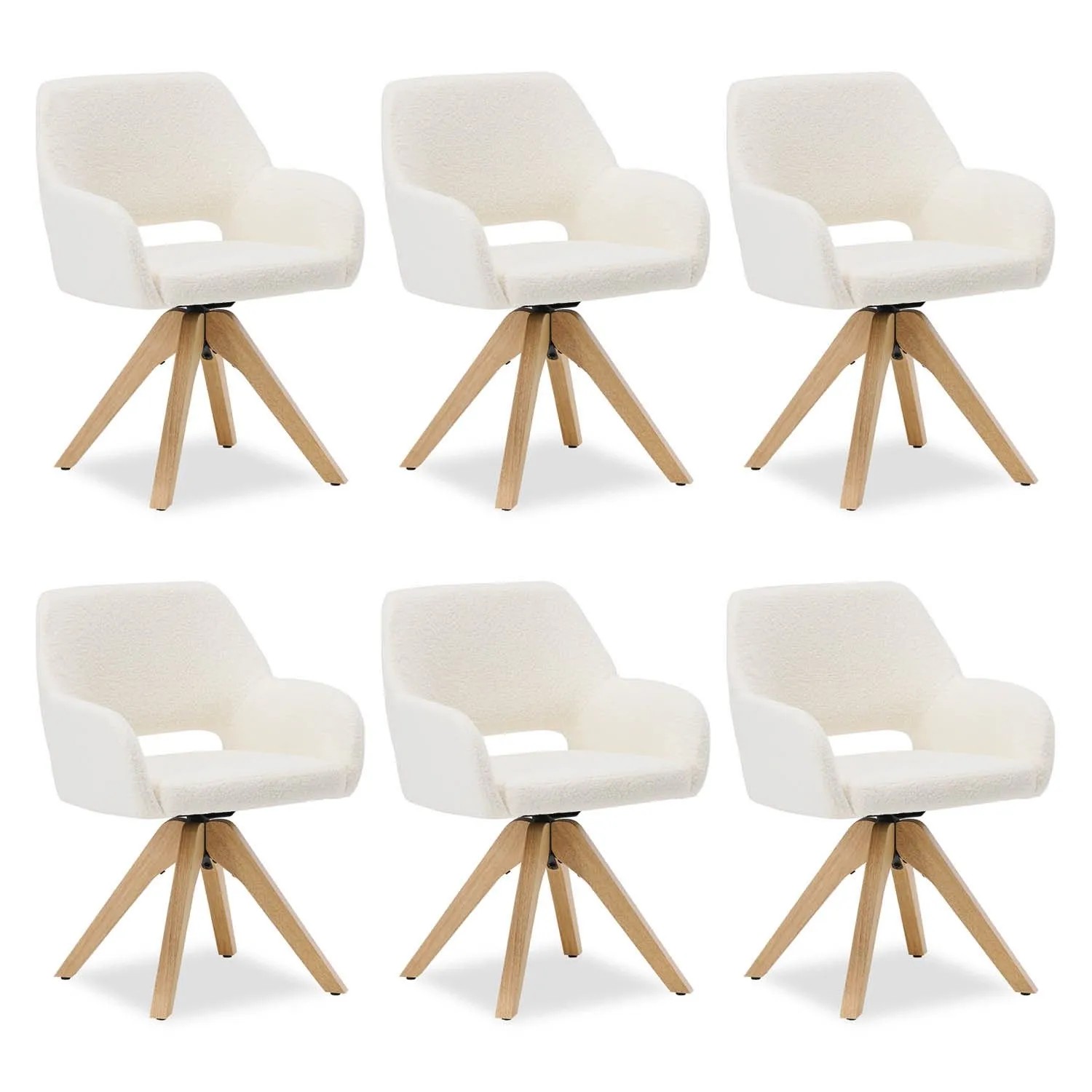 Homestyle4u 6er-Set Esszimmerstühle Polsterstühle Teddystoff 3315