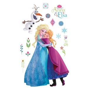 Frozen Fototapete: Anna, Elsa und Olaf im sommerlichen Nordland, 127x200 cm.