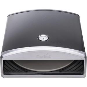 Char-Broil Pizzaofen-Aufsatz für Gasgrill mit Pizzastein, Frontansicht.