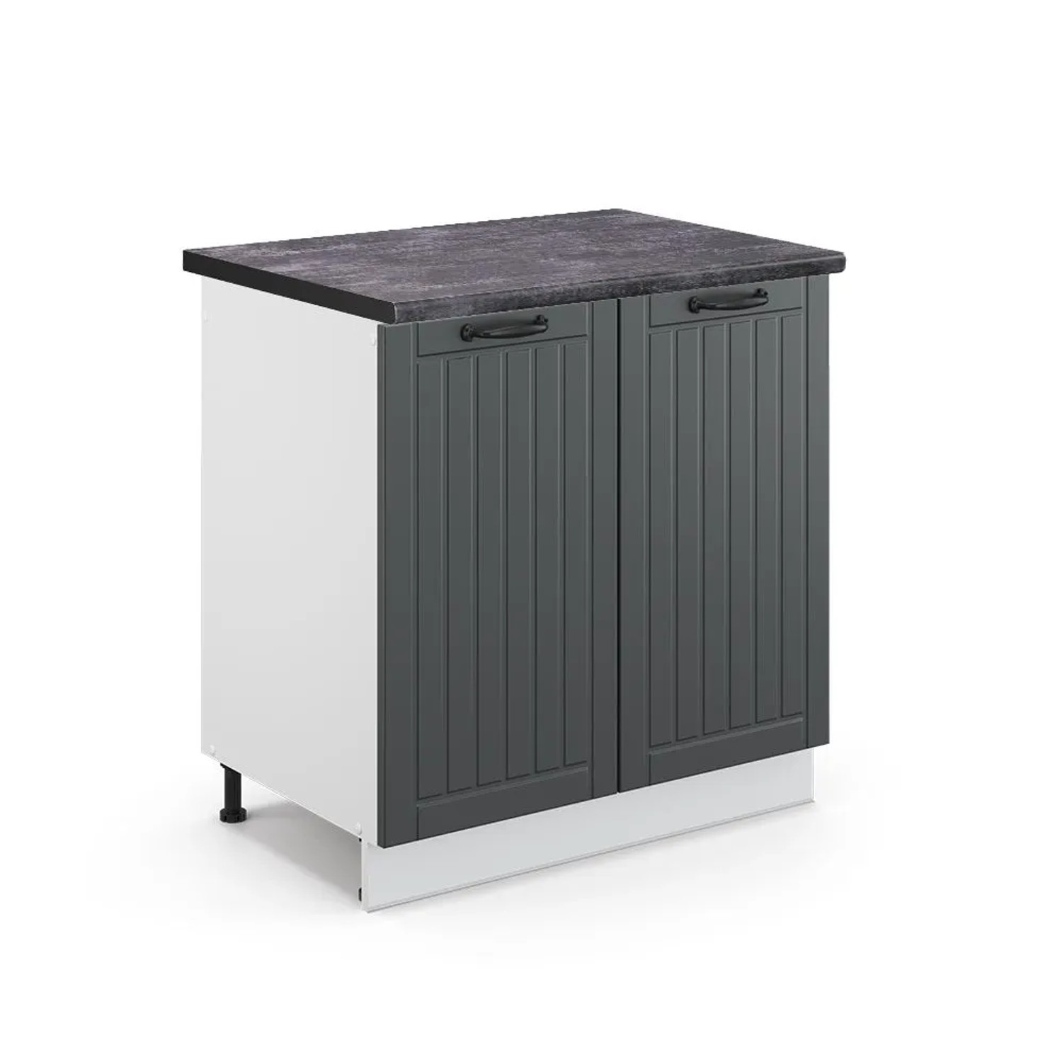 Vicco Spülenunterschrank Fame-Line Anthrazit Landhaus Weiß 80 cm AP Anthrazit