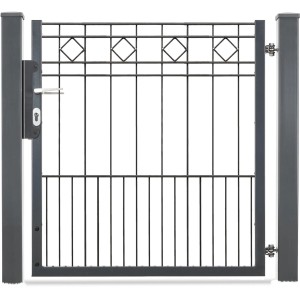 Anthrazitfarbenes Metall Gartentor-Set Turin zum Einbetonieren, 100x102 cm.