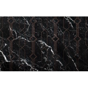 Komar Vlies Fototapete Marble Black, 400x250cm, mit Marmor- und Linienmuster.