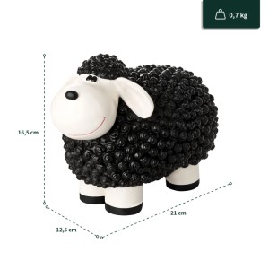 Schwarze VERDOBA Mini Schaf Gartenfigur aus Kunstharz, wetterfest. Niedliche Dekoration für Garten & Balkon.