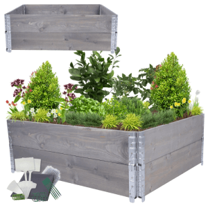 PROREGAL Hochbeetkisten GrowBox HxBxT 40x120x100cm 2 Ebenen Holz Grau