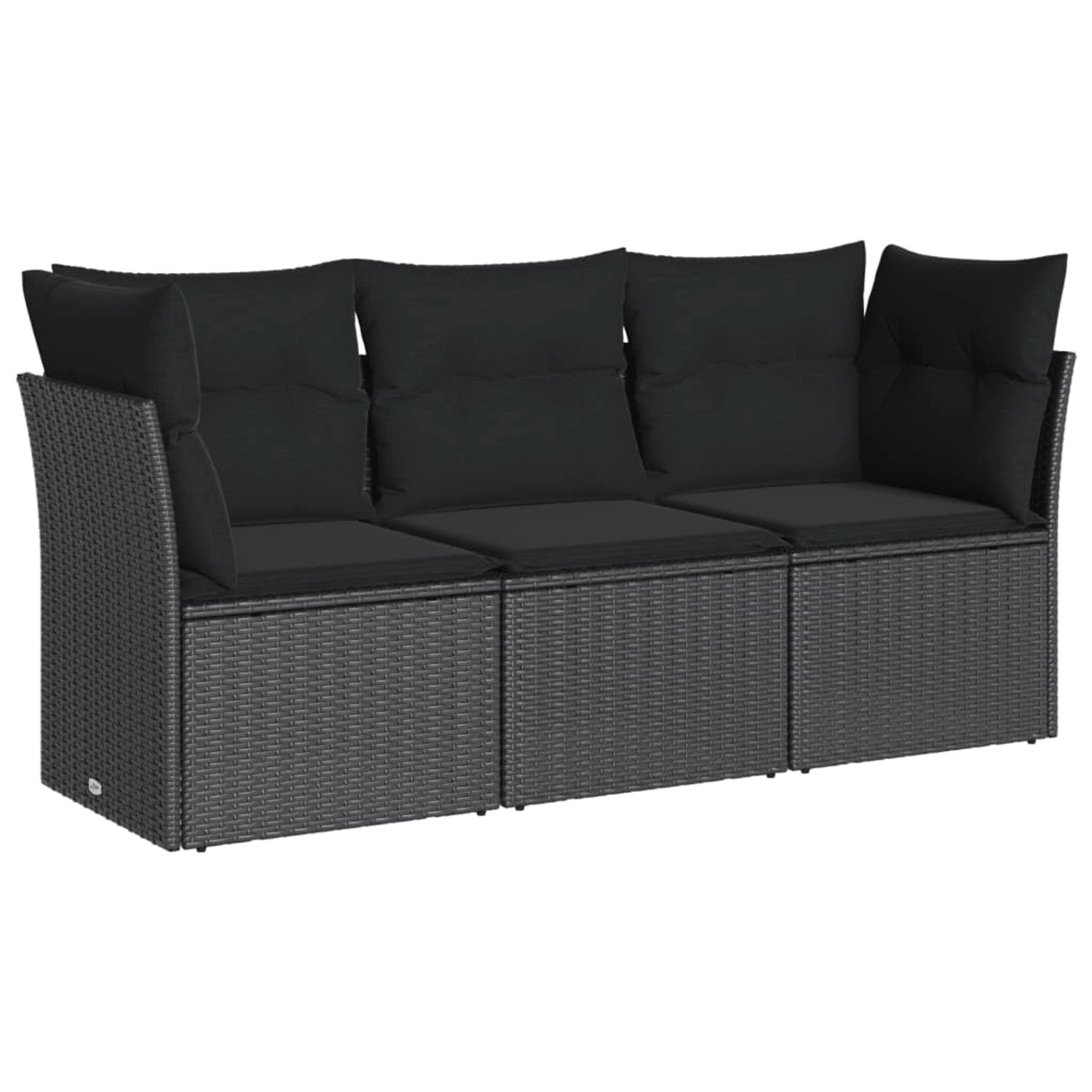 vidaXL 3-tlg Garten-Sofagarnitur mit Kissen Schwarz Poly Rattan Modell 6