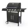 Schwarzer El Fuego Gasgrill San Angelo mit 4+1 Brennern, Unterschrank und Seitenablage.