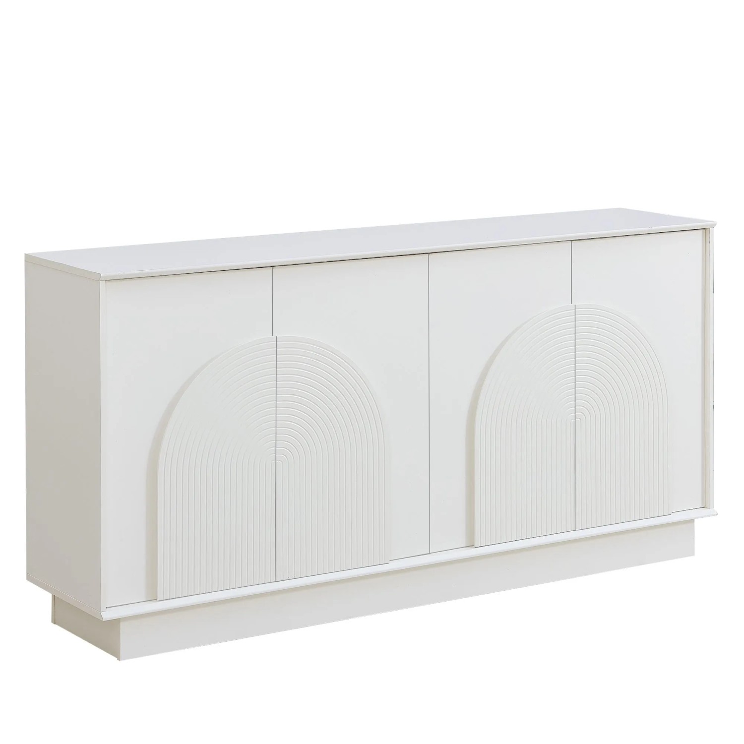 ModernLuxe Sideboard Modern mit 4 Türen Geschwungen MDF Weiß
