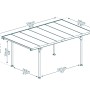 Technische Zeichnung: Canopia Carport Verona 5000, Aluminium, 500x297x218 cm, grau, Maße