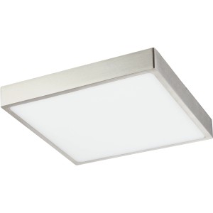 Quadratische LED-Deckenleuchte Vitos, Aluminium Druckguss Nickel matt, neutralweißes Licht.