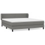 vidaXL Boxspringbett, dunkelgrau, 160x200 cm mit Stoffbezug und Matratze.
