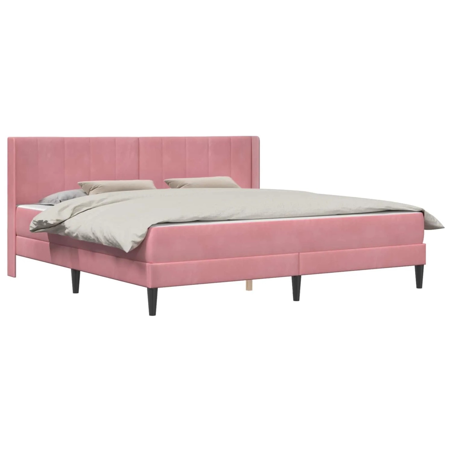vidaXL Bettgestell mit Matratze mit Kopfteil 2-Tlg Rosa Samt 3414888