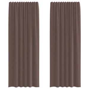 vidaXL Voile Vorhänge mit Stangentaschen 2 Stk Braun 4102175