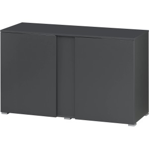 Eheim Aquarium Unterschrank Möbelbausatz Vivaline LED 240, anthrazitfarbener Schrank mit Schiebetüren.