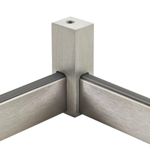 SOTECH Schrankstangenlager NANO Ecklager Unterbau Aluminium Massiv 75 x 22 x 26 mm für Designer Schrankrohr Edelstahloptik Matt Gebürstet