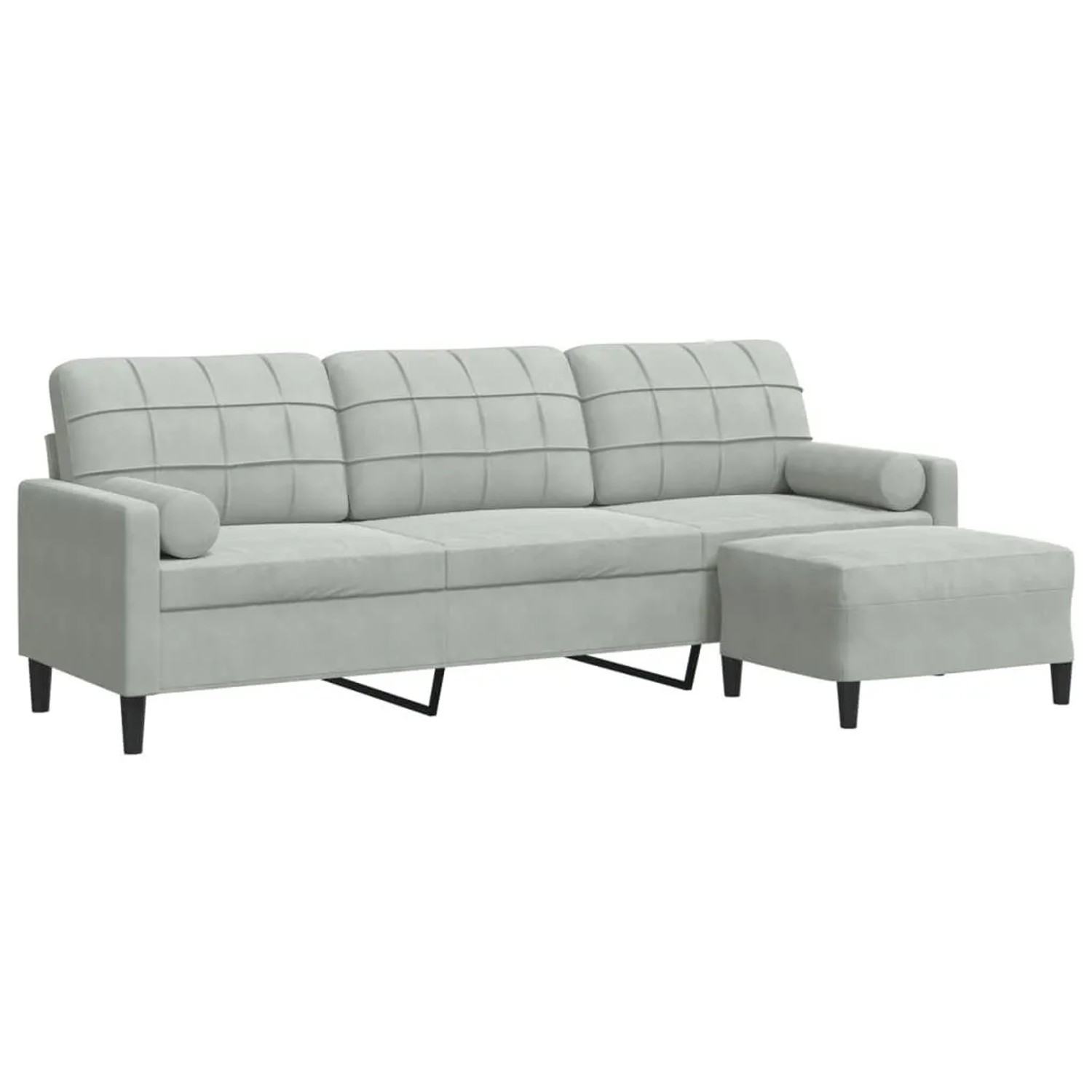vidaXL 3-Sitzer-Sofa mit Hocker Hellgrau 210 cm Samt 3278277 günstig online kaufen