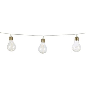 Solarlichterkette mit Glühbirnen, 10 warmweiße LEDs, für Garten, Balkon & Terrasse.