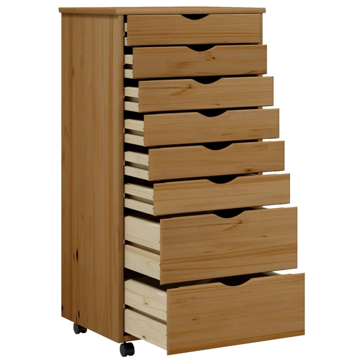 vidaXL Rollschrank mit Schubladen MOSS Honigbraun Massivholz Kiefer Modell günstig online kaufen