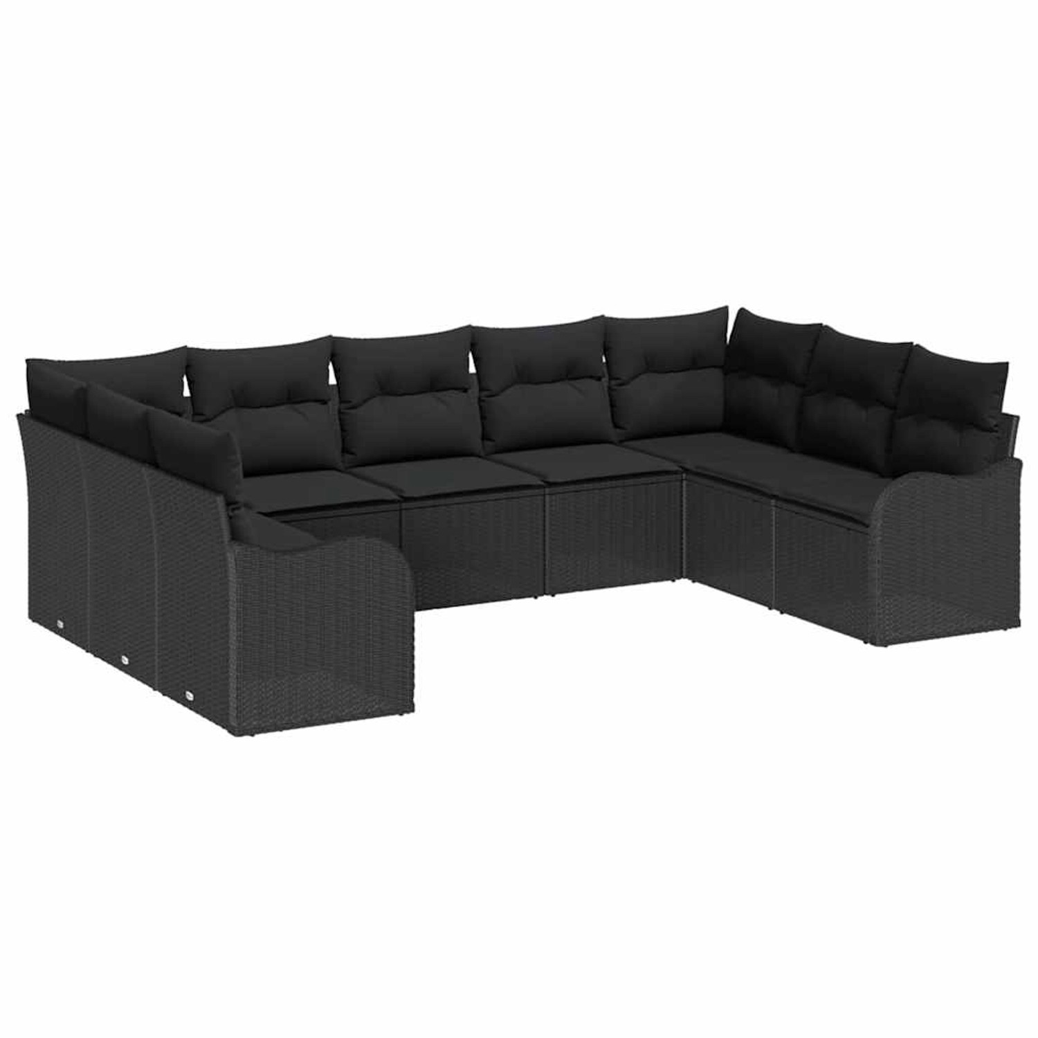 vidaXL Garten-Sofa-Set mit Kissen 9-Tlg Schwarz Poly Rattan 3345863 günstig online kaufen
